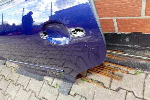 VW Polo 9N 9N3 Tür hinten links blau LB5N 4-Türer (Mängel siehe Text) (100457)