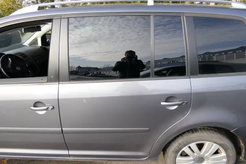 VW Touran 1T 1T3 Tür hinten links grau LD7X mit Scheibe (108484)