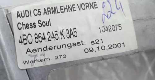 Audi A6 4B C5 Original Mittelarmlehne Armlehne Mitte MAL 4B0864245K onyx (143040)