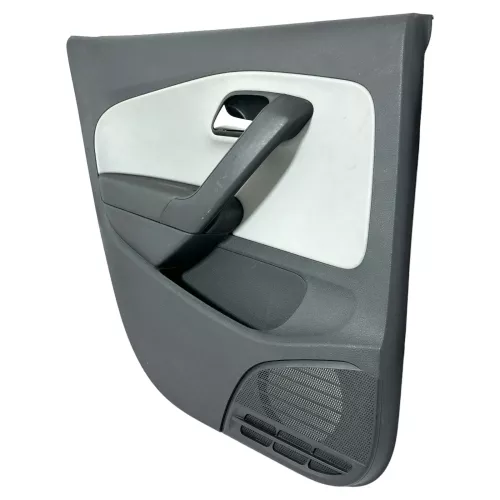 1x VW Polo 6R Türverkleidung Tür 4/5-Türer grau schwarz Kunstleder hinten links (149180)