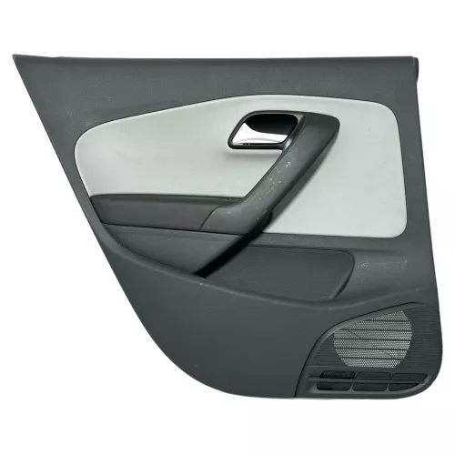 1x VW Polo 6R Türverkleidung Tür 4/5-Türer grau schwarz Kunstleder hinten links 