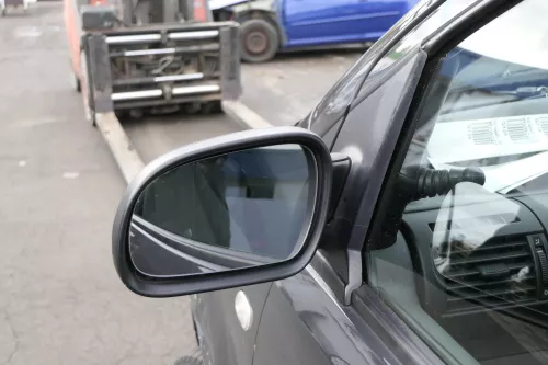 VW Fox 5Z manueller Spiegel Außenspiegel + Glas links schwarz matt mechanisch ma (150381)