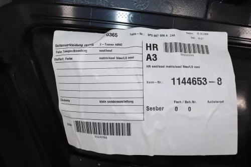 Audi A3 8P Türverkleidung Verkleidung hinten rechts schwarz 2/3-Türer Seite (160592)