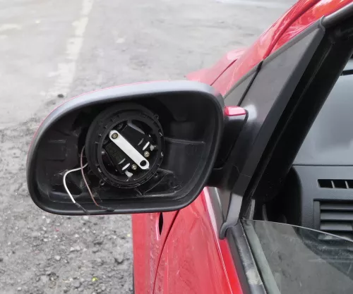 VW Fox 5Z Spiegel Außenspiegel ohne Glas links rot LY3D elektrischer  (162334)