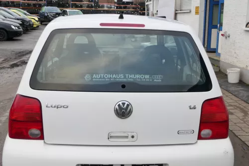 VW Lupo 6X Heckklappe Klappe Kofferraumklappe Scheibe weiß LB9A ohneAnbautei (164403)