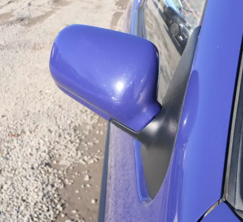 VW Polo 6N manueller manuell Spiegel Außenspiegel rechts mit Glas blau LD5D (166487)