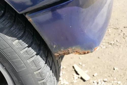VW Polo 6N Stoßstange hinten nur Oberteil  2-geteilte Heckstoßstange blau LB5N (167855)