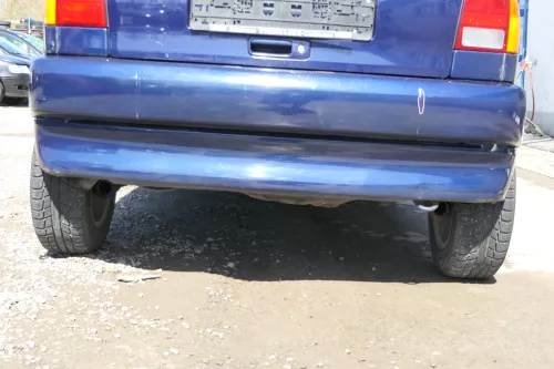 VW Polo 6N Stoßstange hinten nur Oberteil  2-geteilte Heckstoßstange blau LB5N  (167855)
