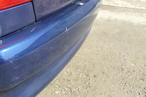 VW Polo 6N Stoßstange hinten nur Oberteil  2-geteilte Heckstoßstange blau LB5N  (167855)