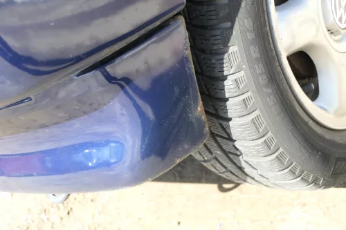 VW Polo 6N Stoßstange hinten nur Oberteil  2-geteilte Heckstoßstange blau LB5N  (167855)