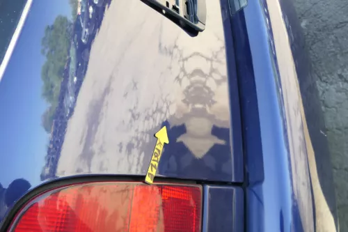 VW Polo 6N Heckklappe Klappe hinten Kofferraumklappe mit Scheibe blau LB5N (168858)