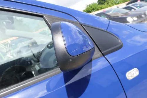 VW Fox 5Z manueller Spiegel Außenspiegel + Glas rechts blau LL5M mechanisch  (169911)