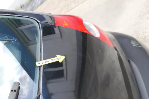 VW Fox 5Z Heckklappe Kofferraumklappe Klappe hinten + Scheibe schwarz L041 DELLE (169930)