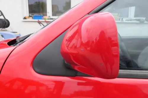 VW Polo 6N elektrischer Spiegel Außenspiegel links außen mit Glas rot LP3G (170227)