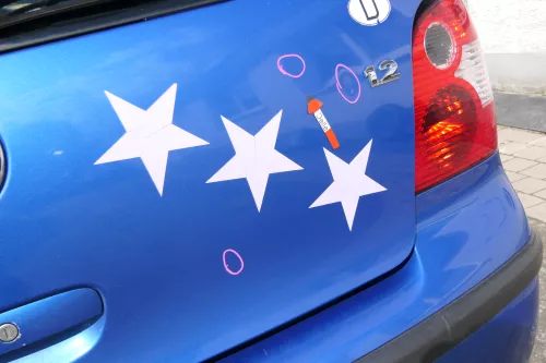 VW Polo 9N3 9N Heckklappe Kofferraumklappe Klappe blau LA5M - Scheibe  (171203)
