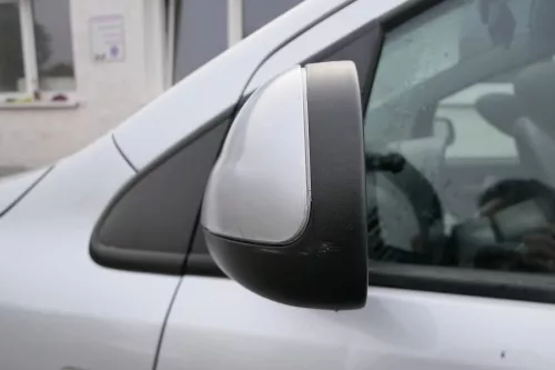 VW Fox 5Z manueller Spiegel Außenspiegel + Glas links silber grau LA7W (171262)