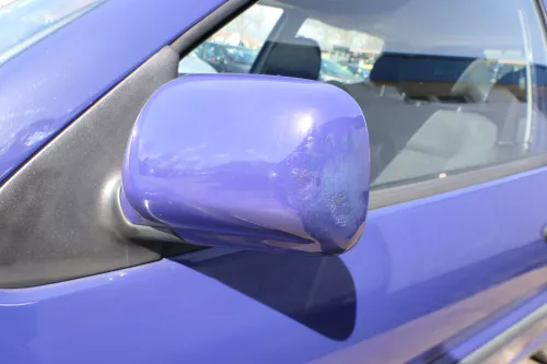 VW Polo 6N mechanisch manuell Spiegel Außenspiegel links blau lila LD5D (174804)