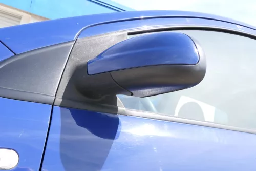 VW Fox 5Z manueller Spiegel Außenspiegel + Glas links blau LL5M (175501)