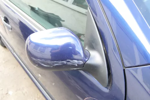 Skoda Fabia 6Y mechanischer Spiegel Außenspiegel rechts blau LF5U Glas