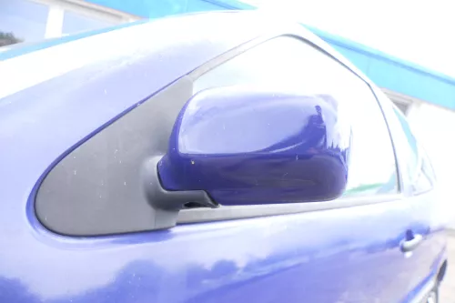 VW Polo 6N mechanisch manuell Spiegel Außenspiegel links blau LD5D (175887)