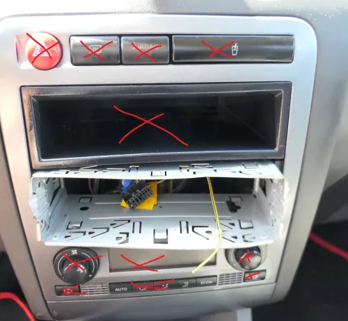 Seat Ibiza 6L Mittelkonsole Verkleidung um Radio Blende Armaturenbrett silber