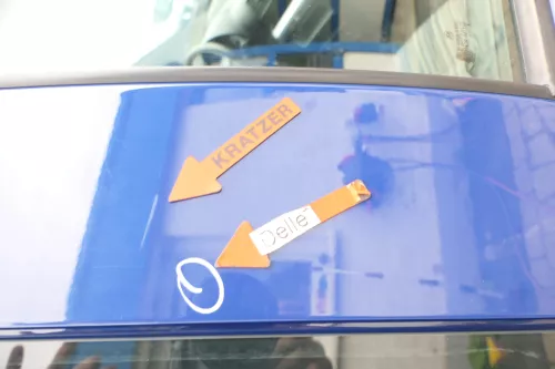 VW Fox 5Z Tür vorne rechts Beifahrertür blau LL5M - ohne Anbauteile (176377)