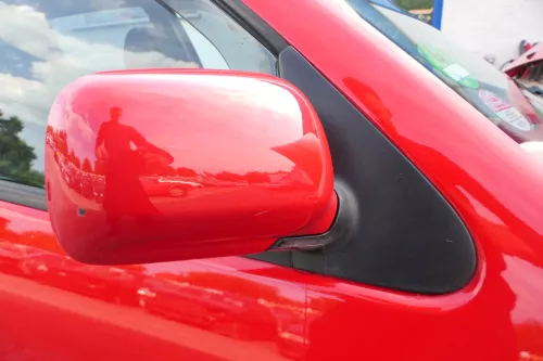 VW Polo 6N mechanisch manuell Spiegel Außenspiegel rechts rot LP3G