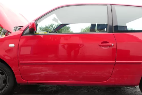 VW Lupo Seat Arosa Tür vorne links Fahrertür rot LP3G (mechanischer FH)