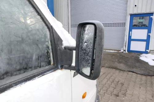 VW LT 35 2D manueller Spiegel Außenspiegel rechts Glas schwarz original  - Riß ! (179201)