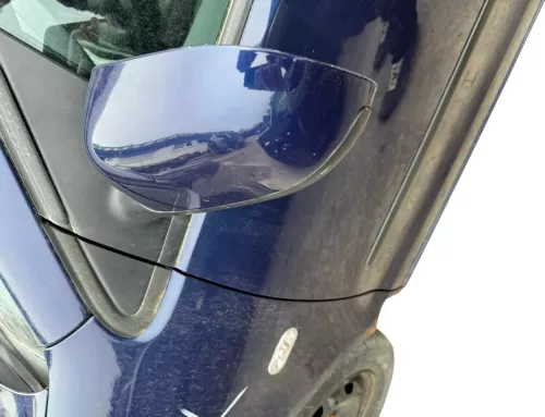 VW Polo 9N elektrischer Spiegel Außenspiegel links vorne blau LB5N (180028)