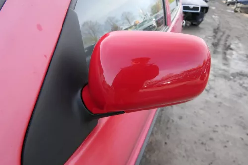 VW Polo 6N mechanisch manuell Spiegel Außenspiegel links rot LP3G