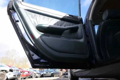 1x Audi A6 4B Türverkleidung Verkleidung Tür hinten links Leder grün lago (180529)