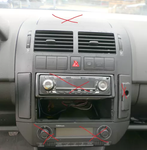 VW Polo 9N Mittelkonsole Verkleidung um Radio schwarz 6Q0858069S  (181114)