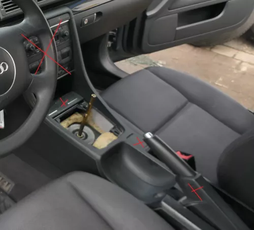 Audi A4 8E B6 B7 Mitteltunnel hinten Verkleidung um Handbremse Konsole schwarz K (181416)