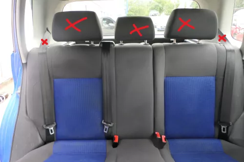 VW Polo 9N 9N3 Sitz Rückbank Sitzfläche Sitze 3 Punkt Gurt hinten blau OHNEKopf (182739)