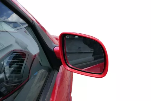 VW Polo 6N2 manueller Spiegel Außenspiegel rechts außen rot LP3G + Glas (182788)