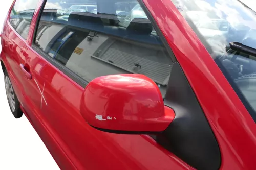 VW Polo 6N2 manueller Spiegel Außenspiegel rechts außen rot LP3G + Glas