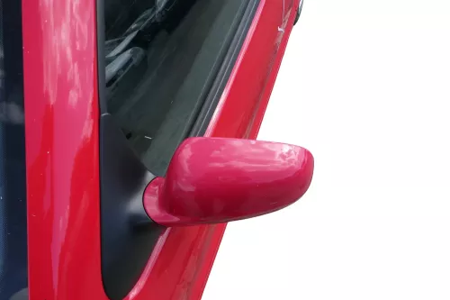 VW Polo 6N2 manueller Spiegel Außenspiegel links außen rot LP3G + Glas (182789)