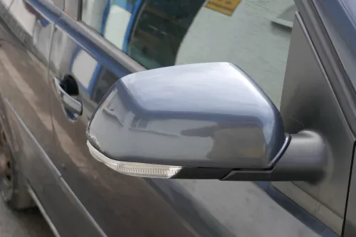 VW Polo 9N 9N3 mechanisch Spiegel Außenspiegel rechts vorne grau LC7V Blinker (183196)