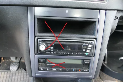 Golf 4 Bora Mittelkonsole Verkleidung um Radio 1j1858069G Dekor grau Türgriff