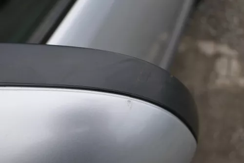 VW Fox 5Z manueller Spiegel Außenspiegel + Glas links silber grau LA7W (183546)