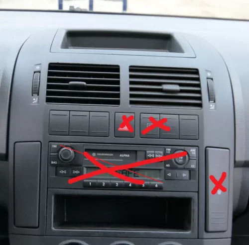 VW Polo 9N Mittelkonsole Verkleidung um Radio schwarz 6Q0858069AC (184904)