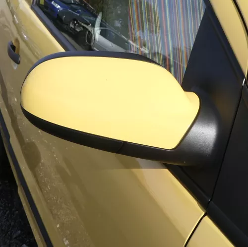 VW Fox 5Z manueller Spiegel Außenspiegel + Glas rechts gelb LY1C mechanisch h (162312)