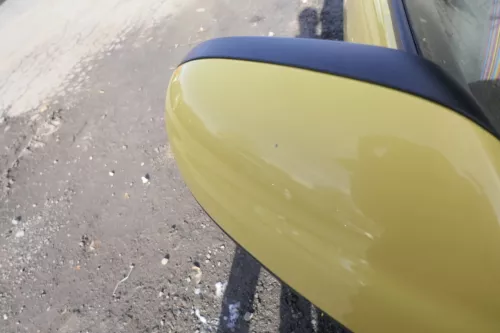 VW Fox 5Z manueller Spiegel Außenspiegel + Glas rechts gelb LY1C mechanisch h (162312)