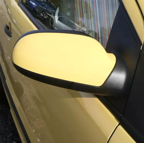 VW Fox 5Z manueller Spiegel Außenspiegel + Glas rechts gelb LY1C mechanisch h