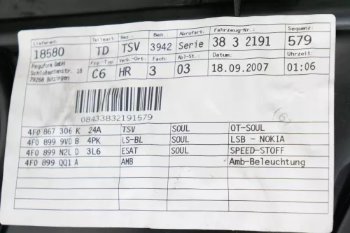 1x Audi A6 4F Türverkleidung Verkleidung Tür hinten rechts schwarz soul  S-line (185873)