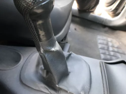 VW Lupo Polo 6N2 Schaltknauf Schaltsack Schaltung Schaltknüppel schwarz Leder (185997)