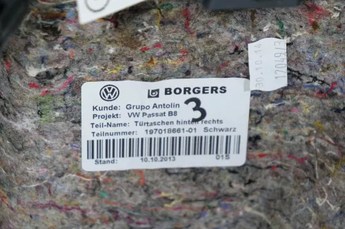 Passat 3C 3G B8 Türverkleidung Verkleidung Tür hinten rechts schwarz (200650)