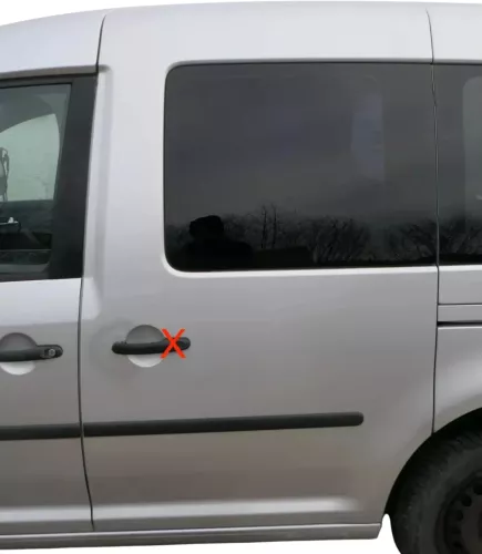 VW Caddy 3 2k Beifahrertür Tür hinten links silber LA7W Schiebetür Scheibe (200999)