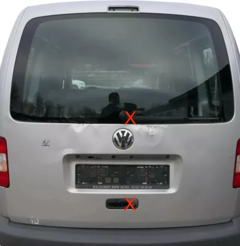 VW Caddy 2k Heckklappe mit Scheibe hinten silber LA7W -OHNE Anbauteile (201007)